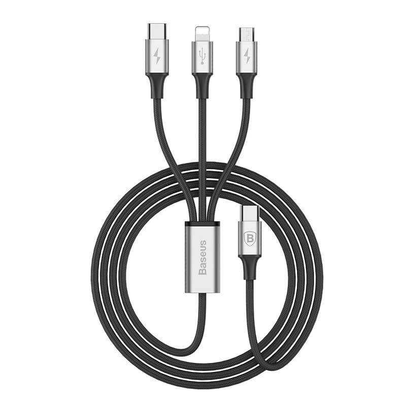 کابل سه در یک سوپر فست شارژ تایپ سی برند بیسوس مدل Rapid 3 in 1