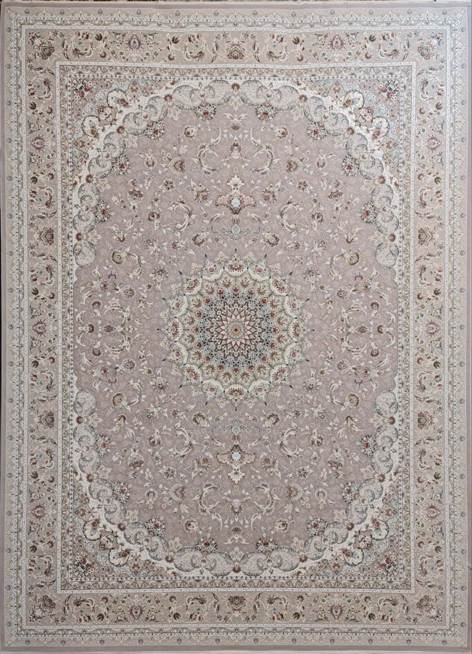 فرش ۱۵۰۰ شانه برجسته نقشه فروغ زمینه یاسی