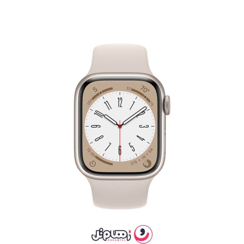 اپل واچ سری 8 مدل 41mm بدنه آلومینیوم با بند سیلیکونی – استارلایت — تصویر ۳