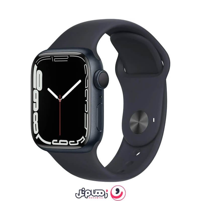 اپل واچ سری 7 مدل 45mm بدنه آلومینیوم با بند سیلیکونی اسپورت – مشکی — تصویر ۲