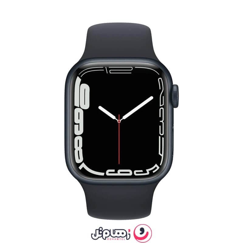 اپل واچ سری 7 مدل 45mm بدنه آلومینیوم با بند سیلیکونی اسپورت – مشکی — تصویر ۳