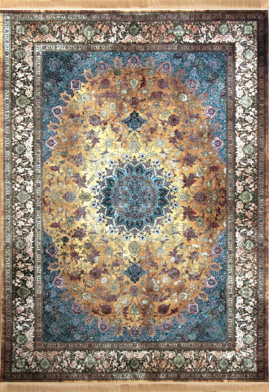 فرش ۱۵۰۰ شانه نقشه وینتیج روشا زمینه طلایی — تصویر ۲