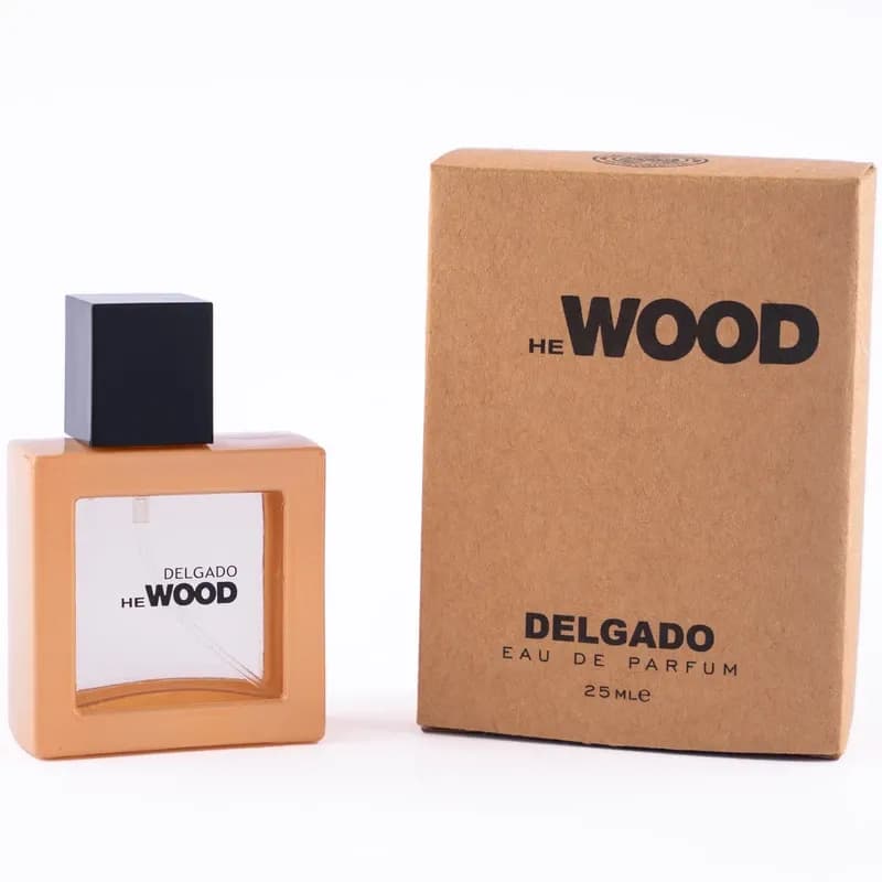 عطر جیبی مردانه دلگادو مدل وود قهوه ای | رایحه خنک 25ml
