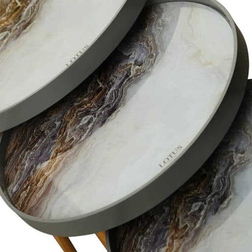 میز عسلی سه تکه مدل ALMA کد LUCCA-731 رنگ WHITE و GRAY — تصویر ۵