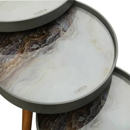 میز عسلی سه تکه مدل ALMA کد LUCCA-731 رنگ WHITE و GRAY — تصویر ۴