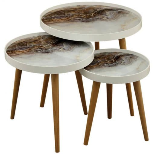 میز عسلی سه تکه مدل ALMA کد LUCCA-731 رنگ WHITE و GRAY — تصویر ۶