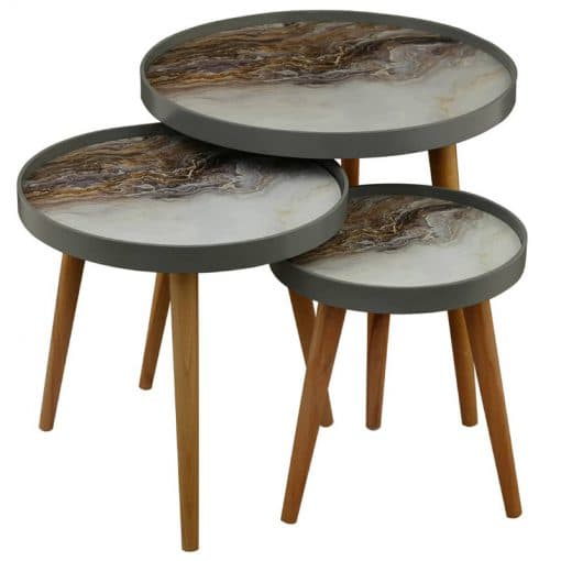 میز عسلی سه تکه مدل ALMA کد LUCCA-731 رنگ WHITE و GRAY