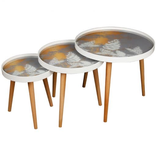 میز عسلی سه تیکه مدل Christmas کد ALMA-731G رنگ WH