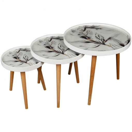 میز عسلی سه تیکه مدل WHITE ASH کد ALMA-731 رنگ WH