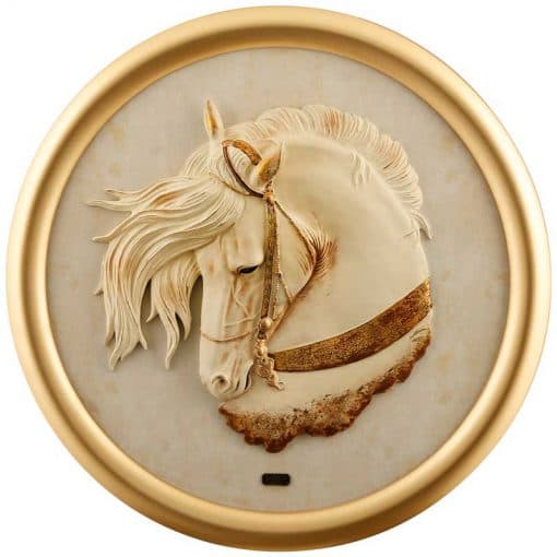 تابلو دست ساز پلی رزین با فریم چوبی طرح اسب کرم مدل BRISA کد PH-3008-NEW