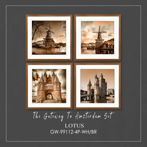 تابلو چهار تکه مدرن THE GATEWAY TO AMSTERDAM SET کد GW-99112-4P رنگ WH/BR — تصویر ۳