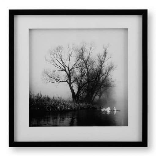 تابلو مدرن پرواز پرنده (GEESE IN FOG) کد GW-99102-C-WH-BL