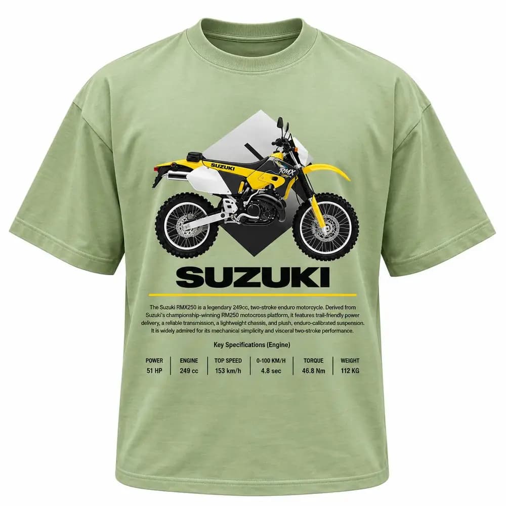 تیشرت نخ پنبه طرح Suzuki RMX 250 سبز