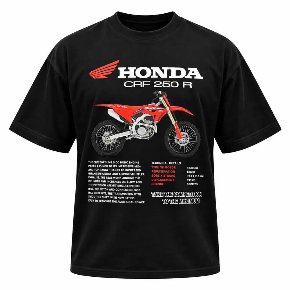 تیشرت نخ پنبه طرح Honda CRF 250R مشکی