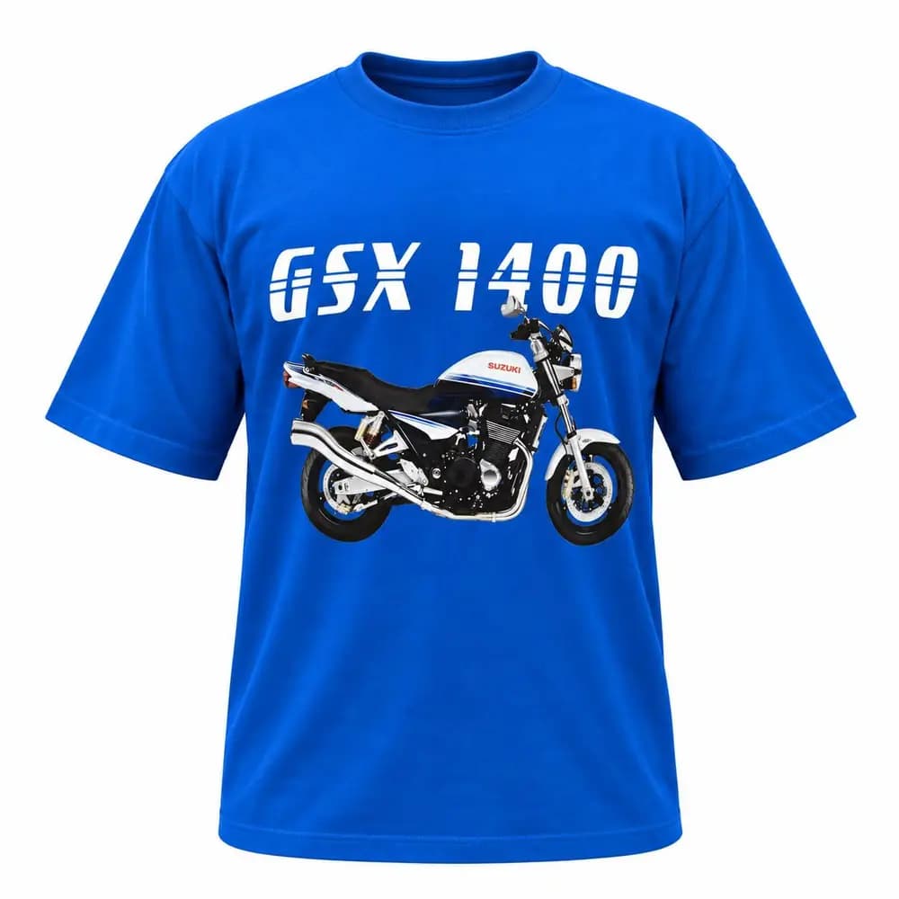 تیشرت نخ پنبه طرح Suzuki GSX 1400 آبی