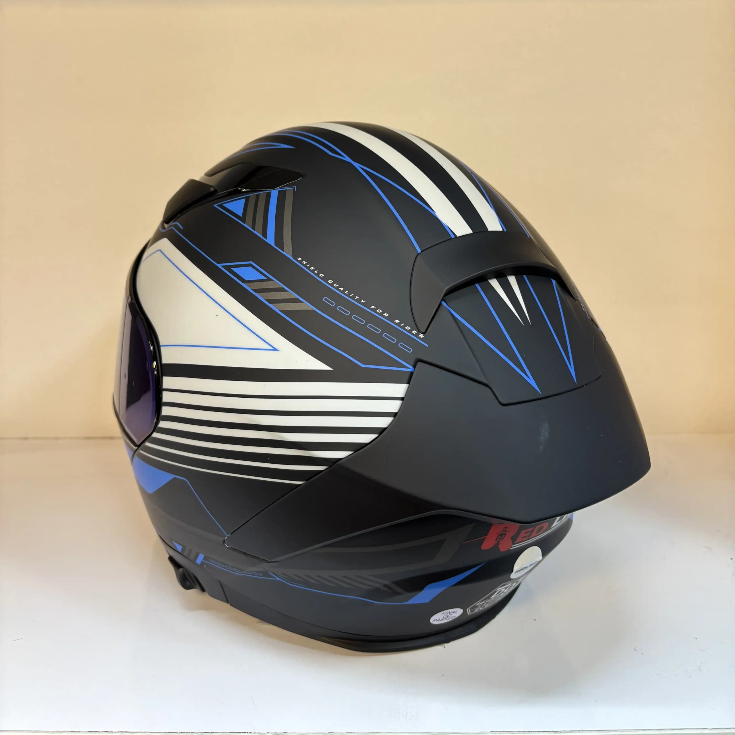کلاه کاسکت فک متحرک Redline مدل 960 – مشکی آبی — تصویر ۴