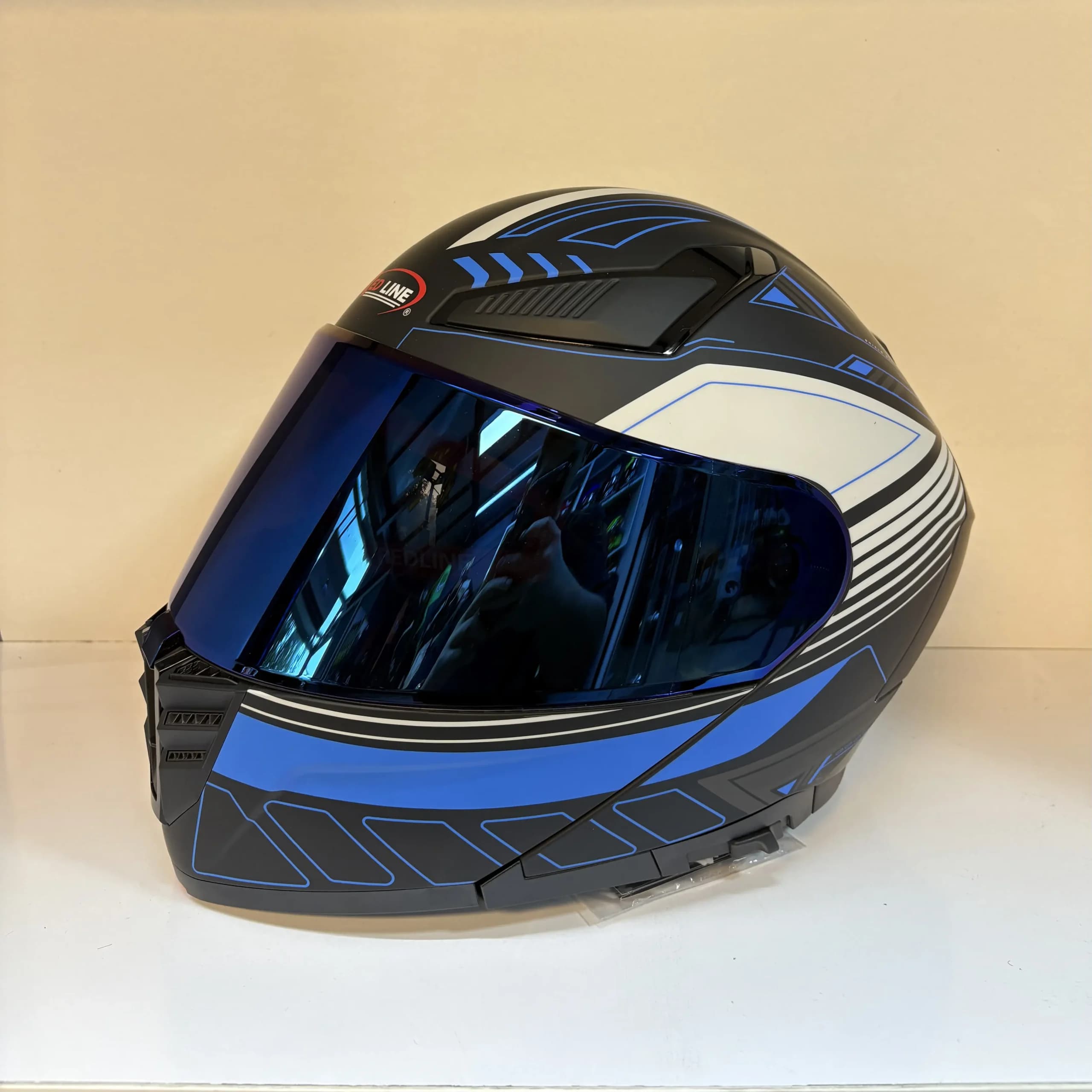 کلاه کاسکت فک متحرک Redline مدل 960 – مشکی آبی — تصویر ۲
