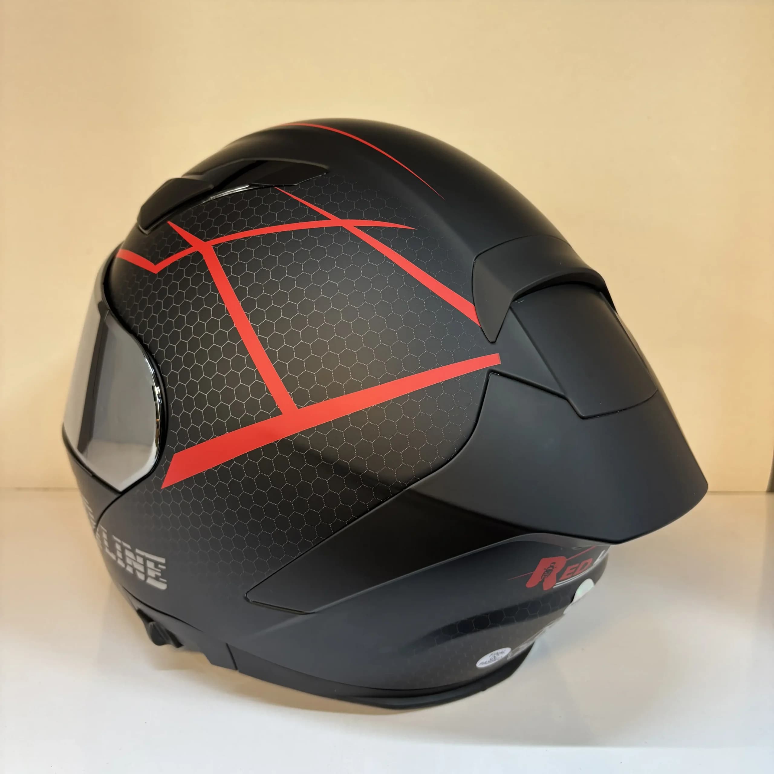کلاه کاسکت فک متحرک Redline مدل 960 – مشکی قرمز — تصویر ۴
