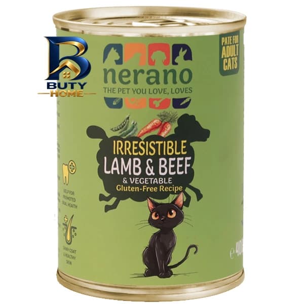 کنسرو غذای گربه بالغ نرانو مدل پته طعم گوشت و مرغ ماهی وزن 400 گرم بسته 12عددی — تصویر ۳