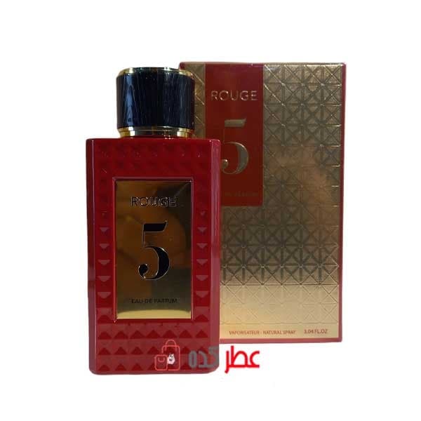 عطر زنانه مردانه فراگرنس ورد rouge 5 حجم 90 میل “روزندو متئو شماره 5”