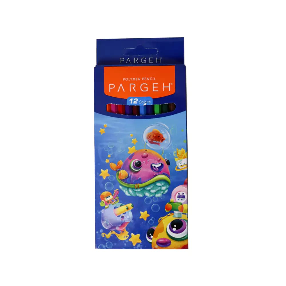 مداد 12 رنگ جعبه مقوايی پليمری پرگه
