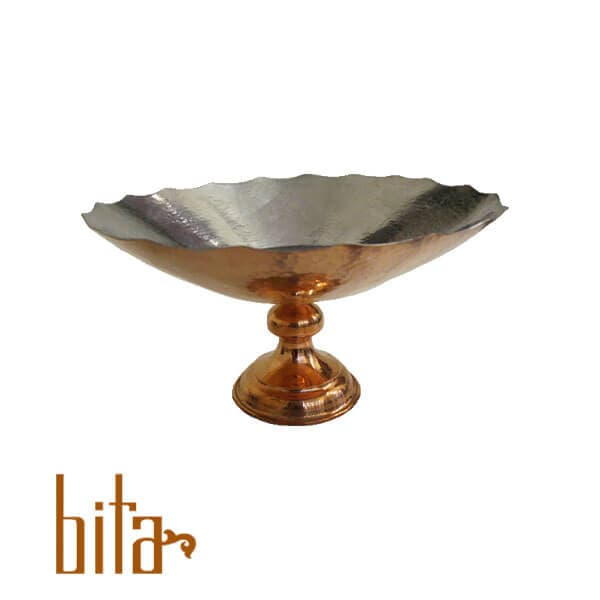 ظرف مسی میوه خوری پایه دار بزرگ