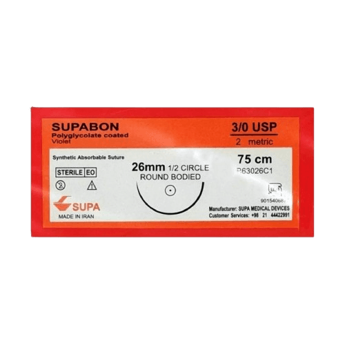 نخ و سوزن بخيه ويکريل 3صفر سوزن26 روند سوپا (SUPABON)