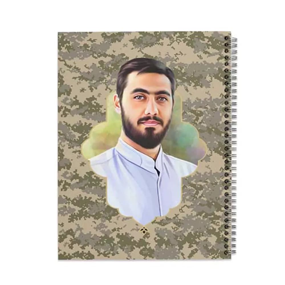 دفتر 50 برگ تک خط فنری جلد گلاسه طرح شهدا هدهد — تصویر ۳