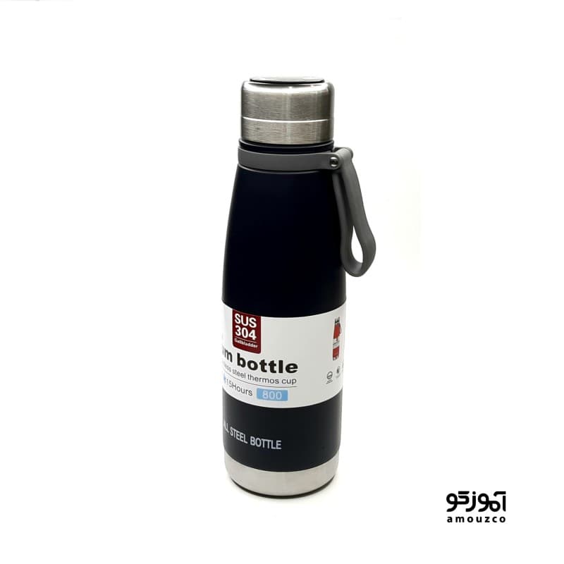 قمقمه فلاسکی 800ml مدل 6069 دماسنج دار (مشکی)
