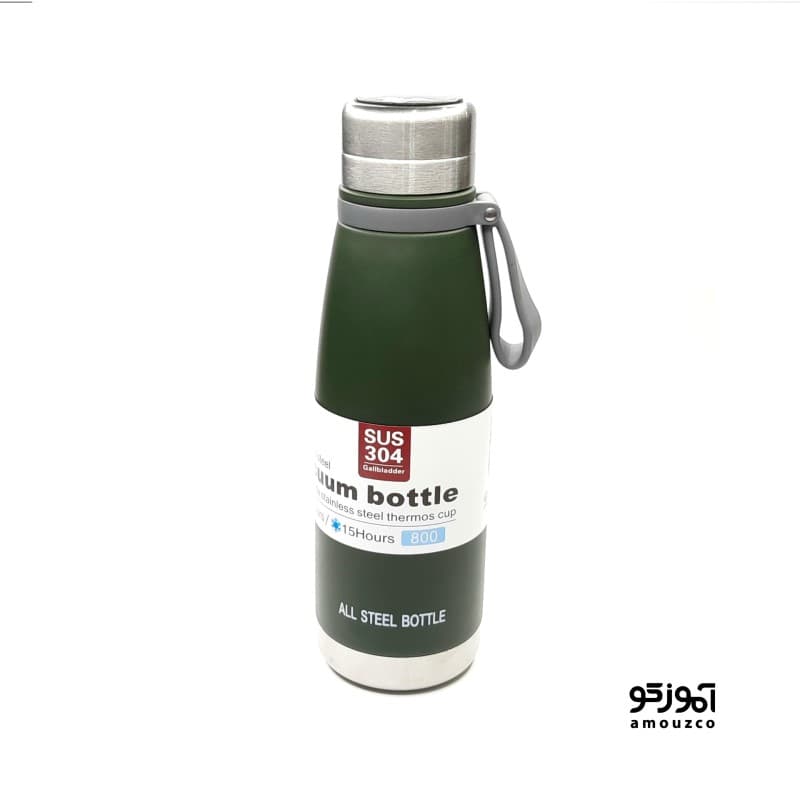 قمقمه فلاسکی 800ml مدل 6069 دماسنج دار (سبز تیره)