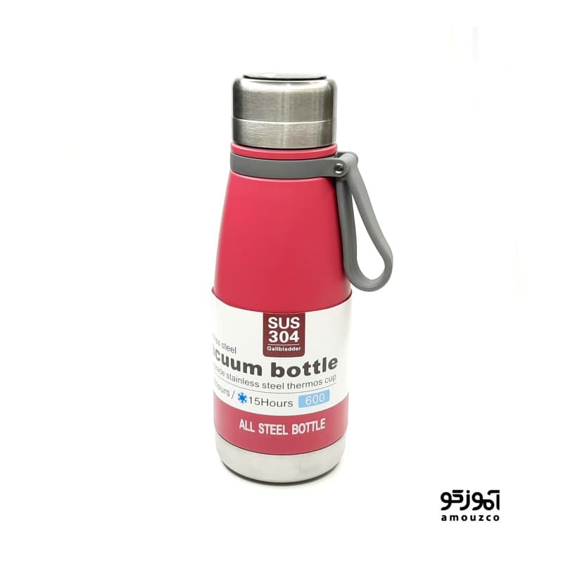 قمقمه فلاسکی 600ml مدل 6068 دماسنج دار (صورتی) — تصویر ۲