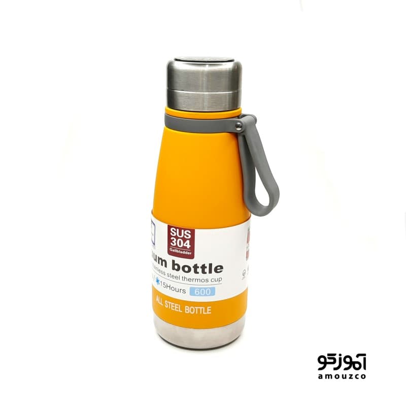 قمقمه فلاسکی 600ml مدل 6068 دماسنج دار (زرد)