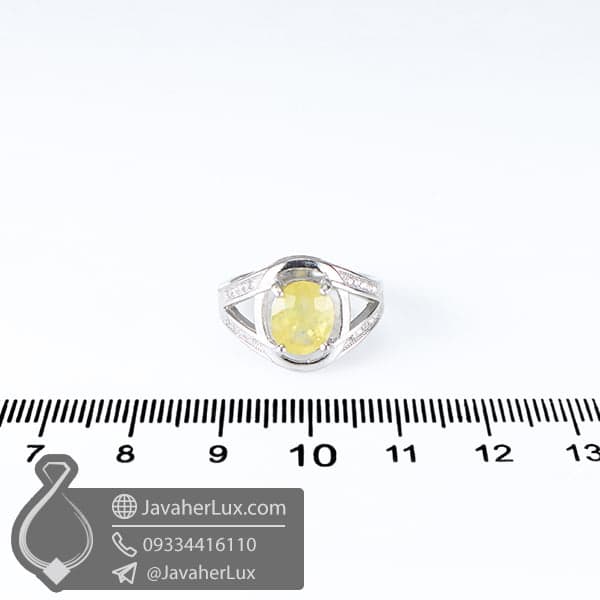 انگشتر نقره زنانه یاقوت زرد _ کد : 100585 — تصویر ۳