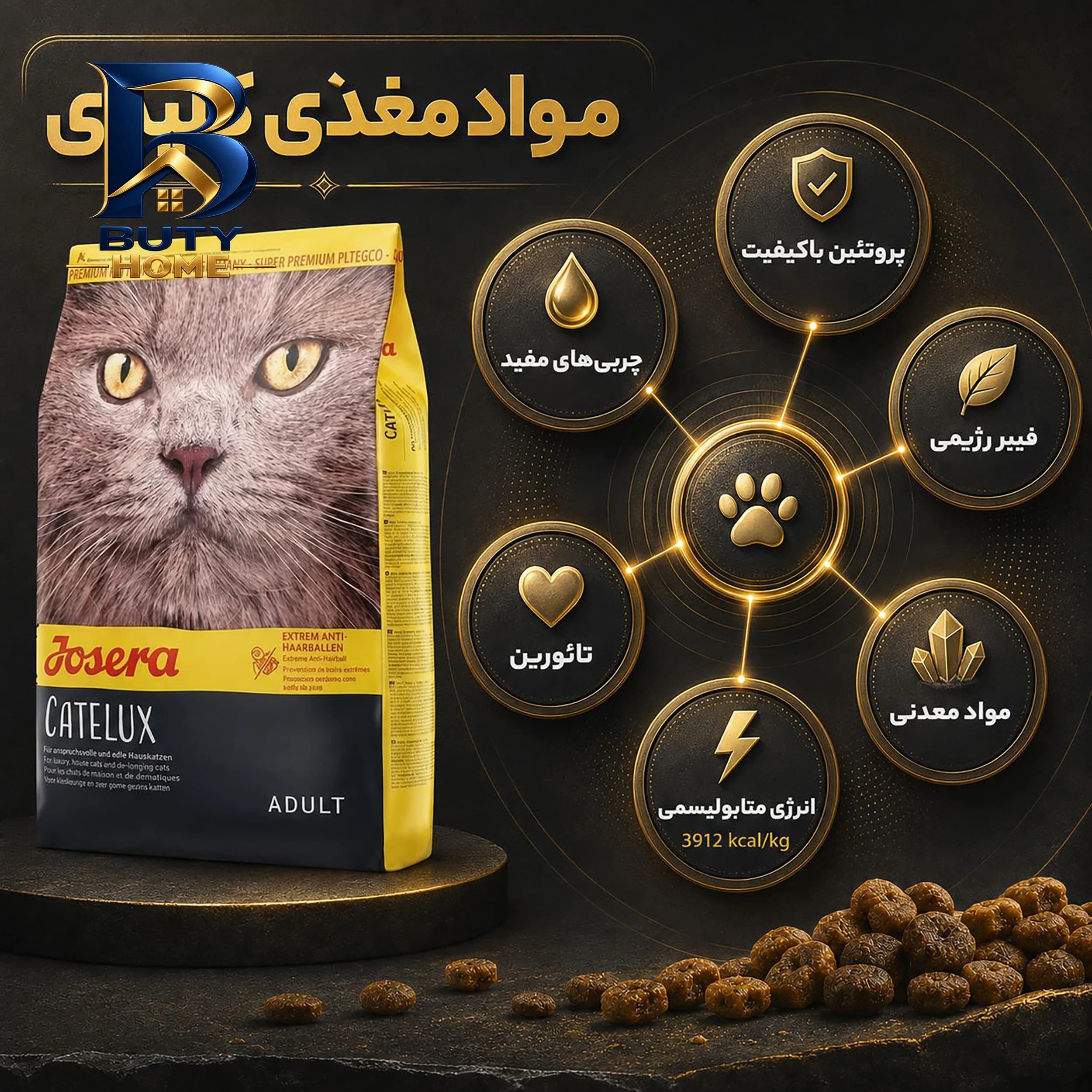 غذای خشک گربه جوسرا مدل Catelux مناسب پوست و مو وزن 2 کیلوگرم — تصویر ۲