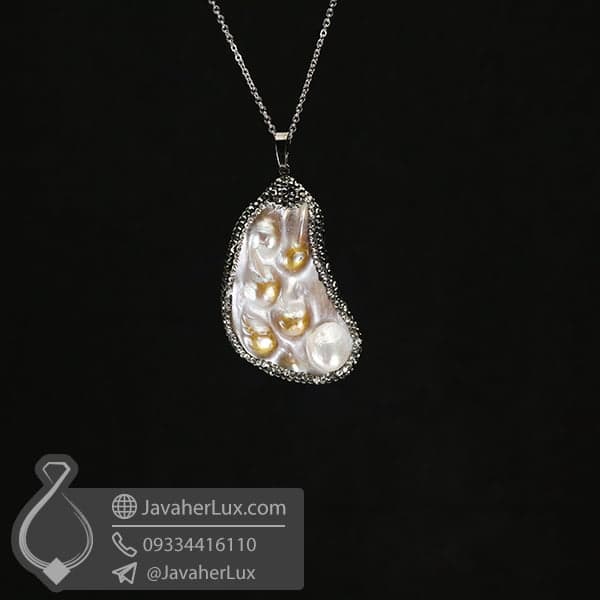 گردنبند صدف و مروارید طبیعی _ کد : 400496