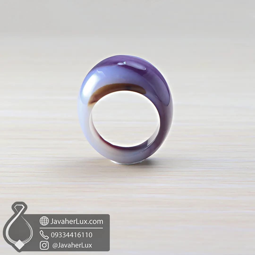 انگشتر تمام سنگ عقیق بنفش _ کد : 400495