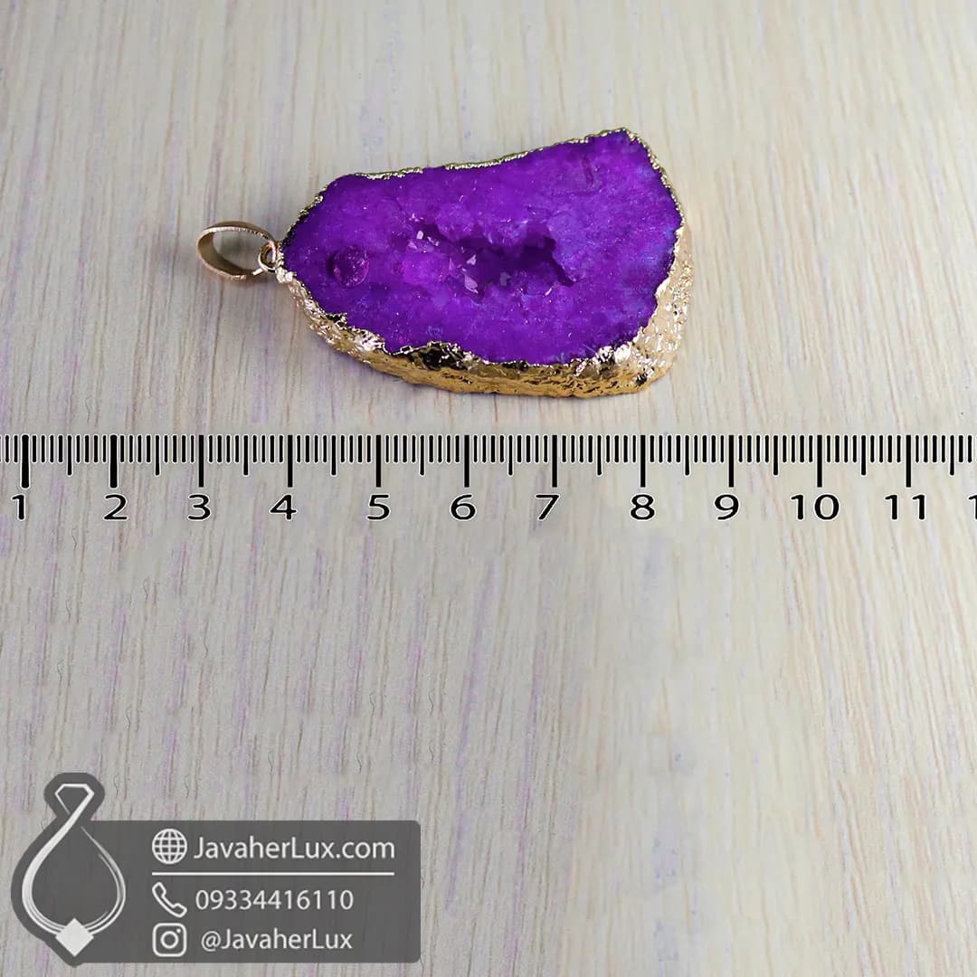 گردنبند سنگ ژئود کوارتز بنفش آمیتیست _ کد : 400488 — تصویر ۵