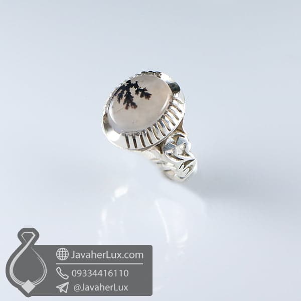 انگشتر نقره مردانه عقیق شجر مدل ژاماسب _ کد : 100562