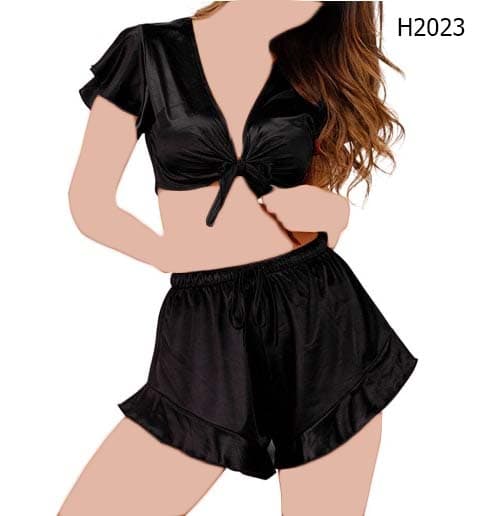 ست تاپ و شورت ساتن فانتزی Honeymoon کد 2023 — تصویر ۶