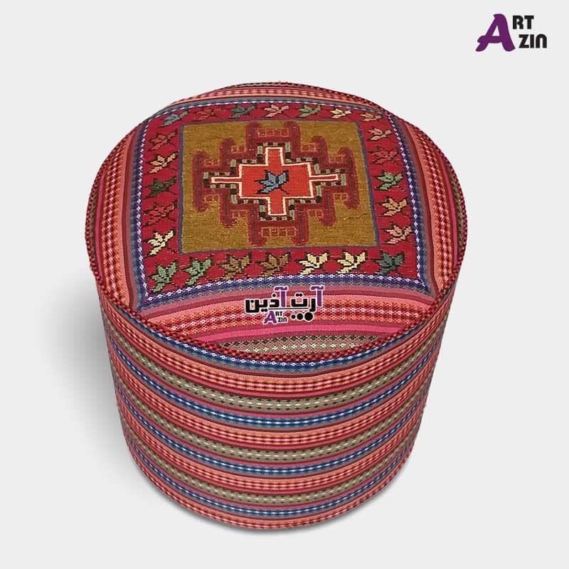پاف گرد سنتی گلیم سوزنی صندلی مبلمان راحتی کد: 6-405 — تصویر ۲