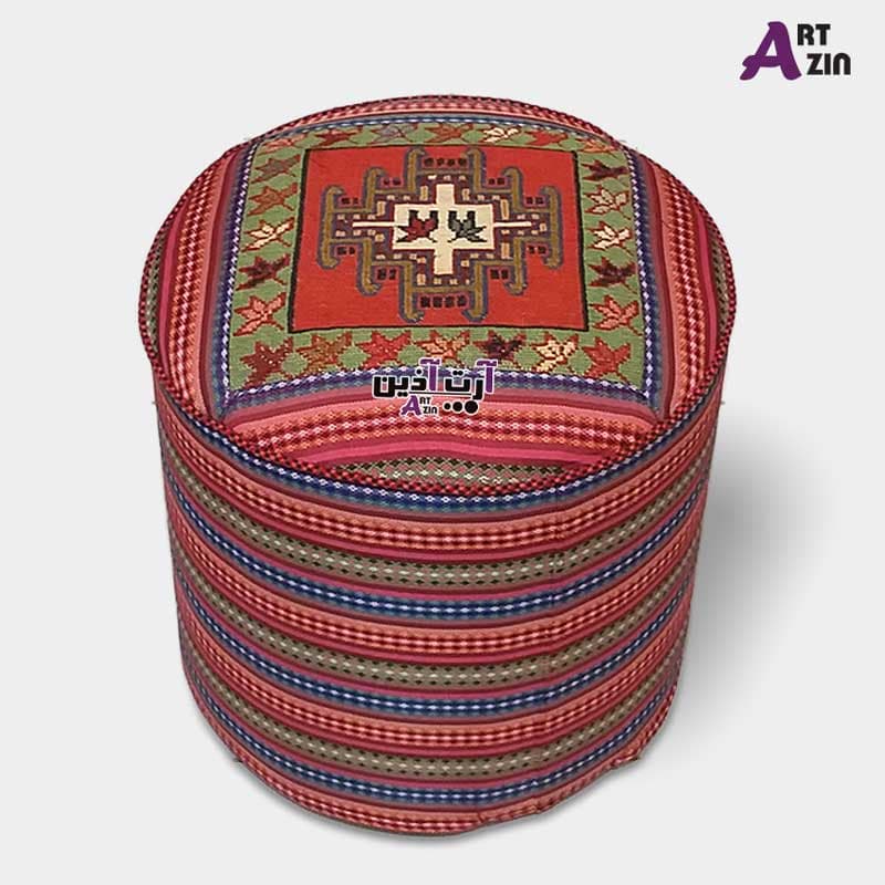 صندلی پاف مبل سنتی گرد سبک – گلیم ورنی مبلمان راحتی کد: 3-405