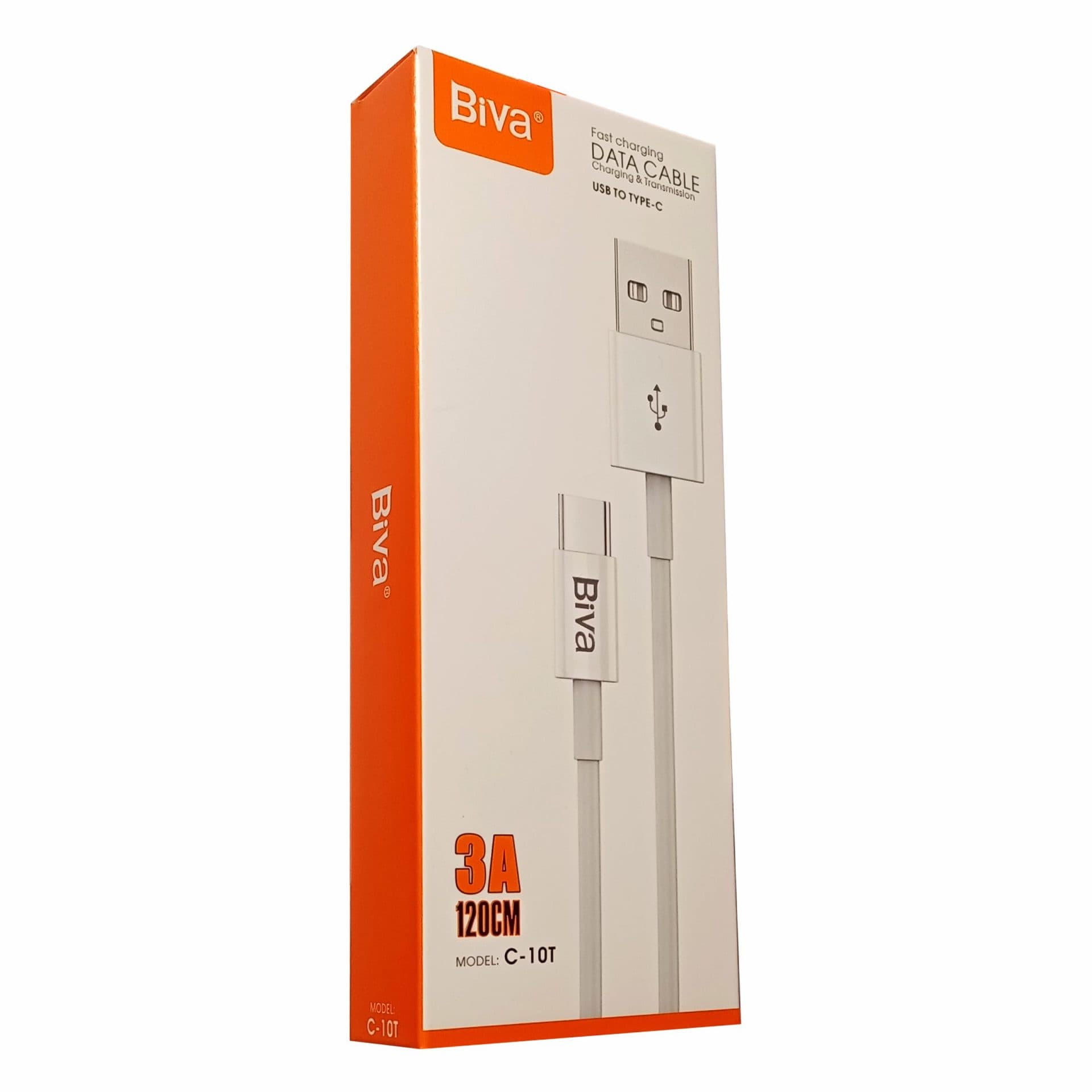 کابل فست شارژ USB به Type-C بیوا (Biva) مدل C-10T طول 1.2 متر، 3 آمپر — تصویر ۳