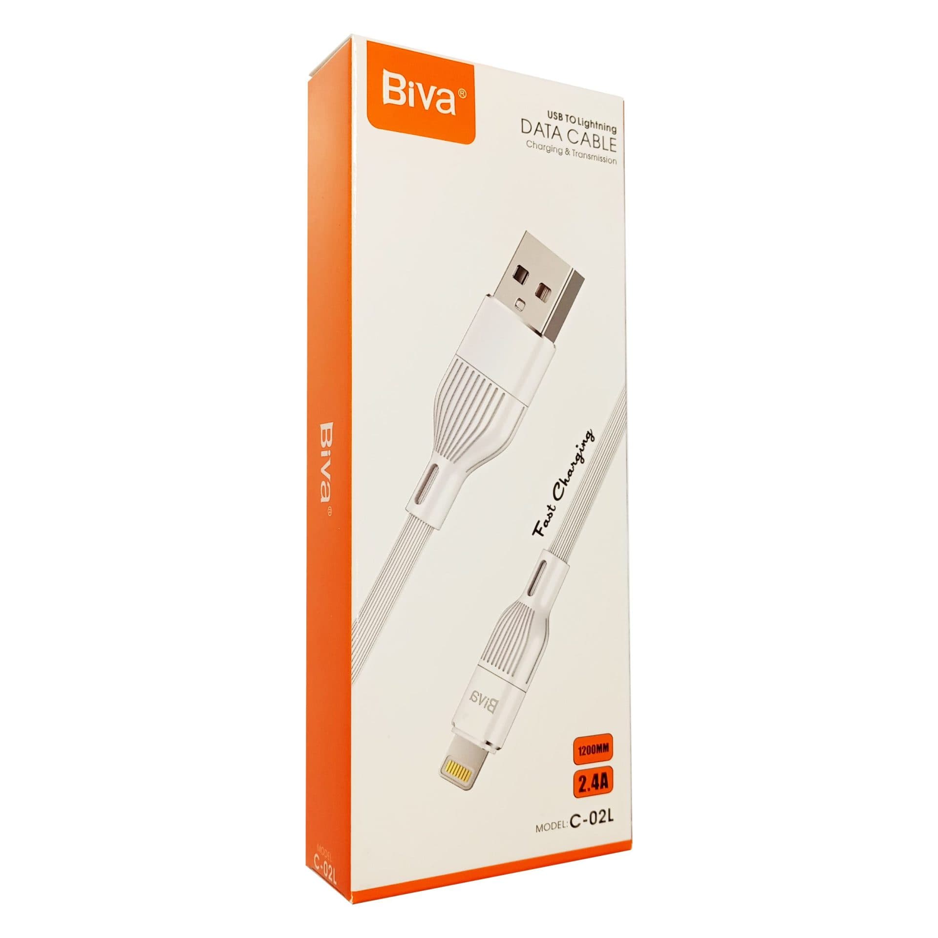 کابل فست شارژ پی وی سی USB به Lightning (آیفون) بیوا (Biva) مدل C-02L طول 1.2 مت — تصویر ۴