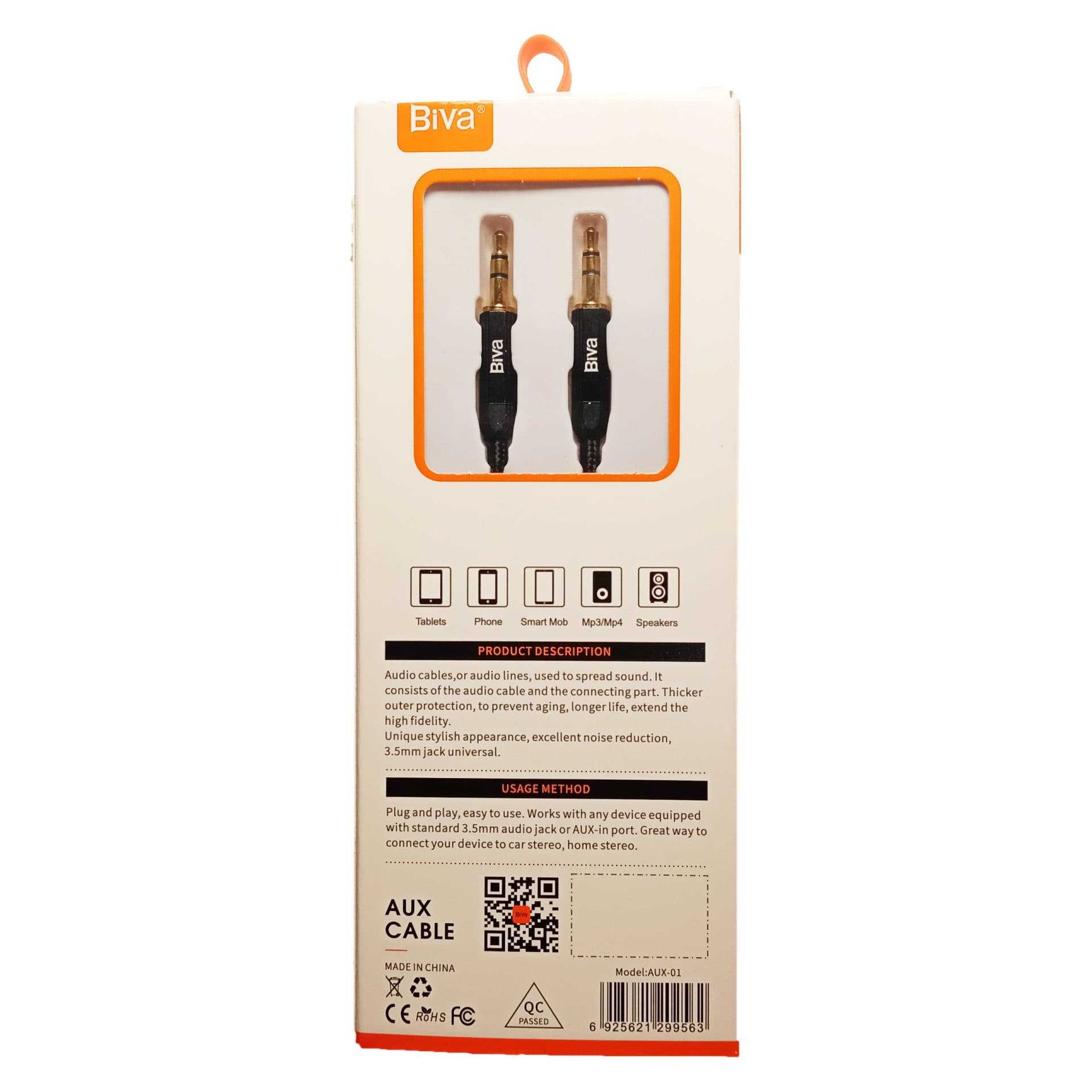 کابل AUX کنفی بیوا (Biva) مدل AUX-01 طول 1.2 متر — تصویر ۶