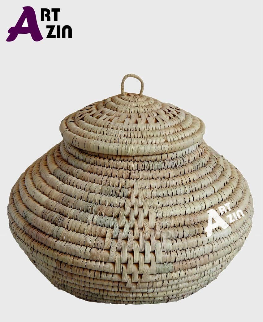 خمره جا برنجی بزرگ حصیری ده کیلویی – کد: 222