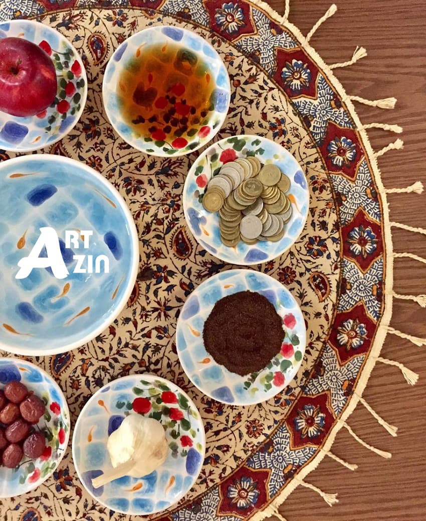 هفت سین سرامیکی طرح گل و ماهی قرمز ۷ تکه – کد : 306 — تصویر ۲
