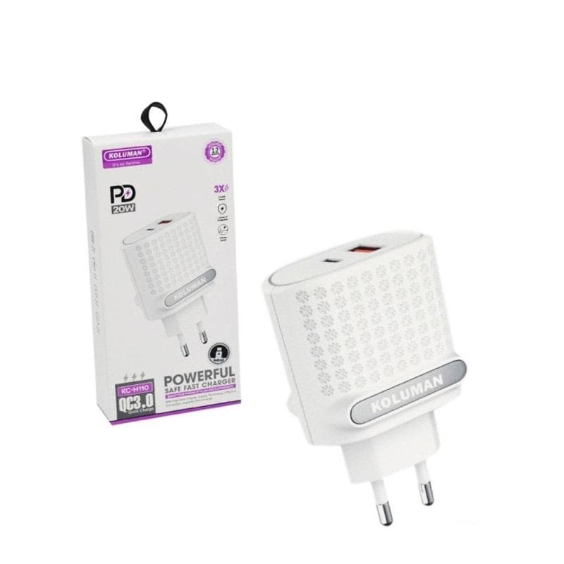 شارژر دیواری فست شارژ کلومن مدل KC-H110 به همراه کابل MicroUSB