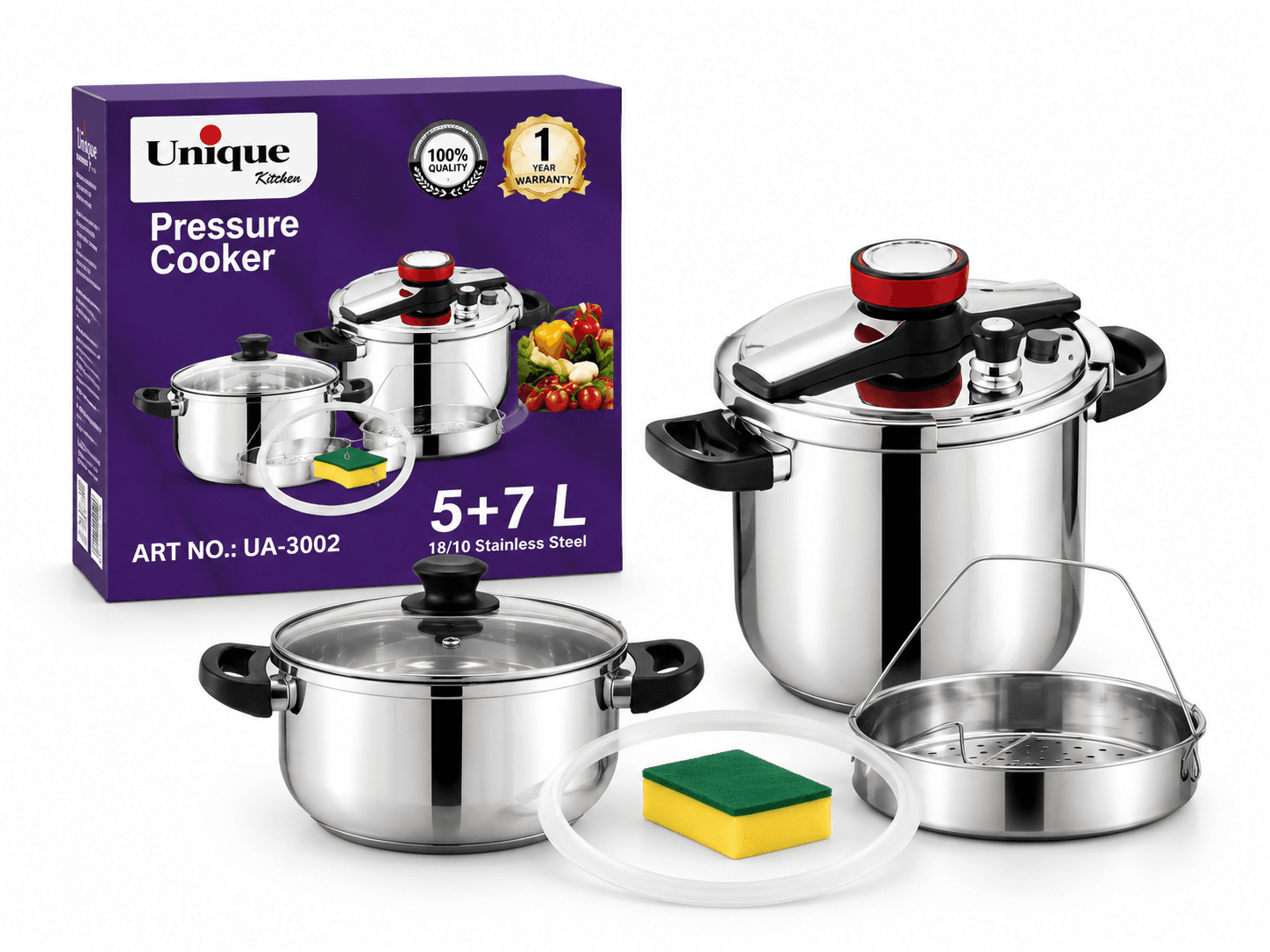 زودپز دوگانهUnique مدل UA-3002 | ظرفیت ۵+۷ لیتر