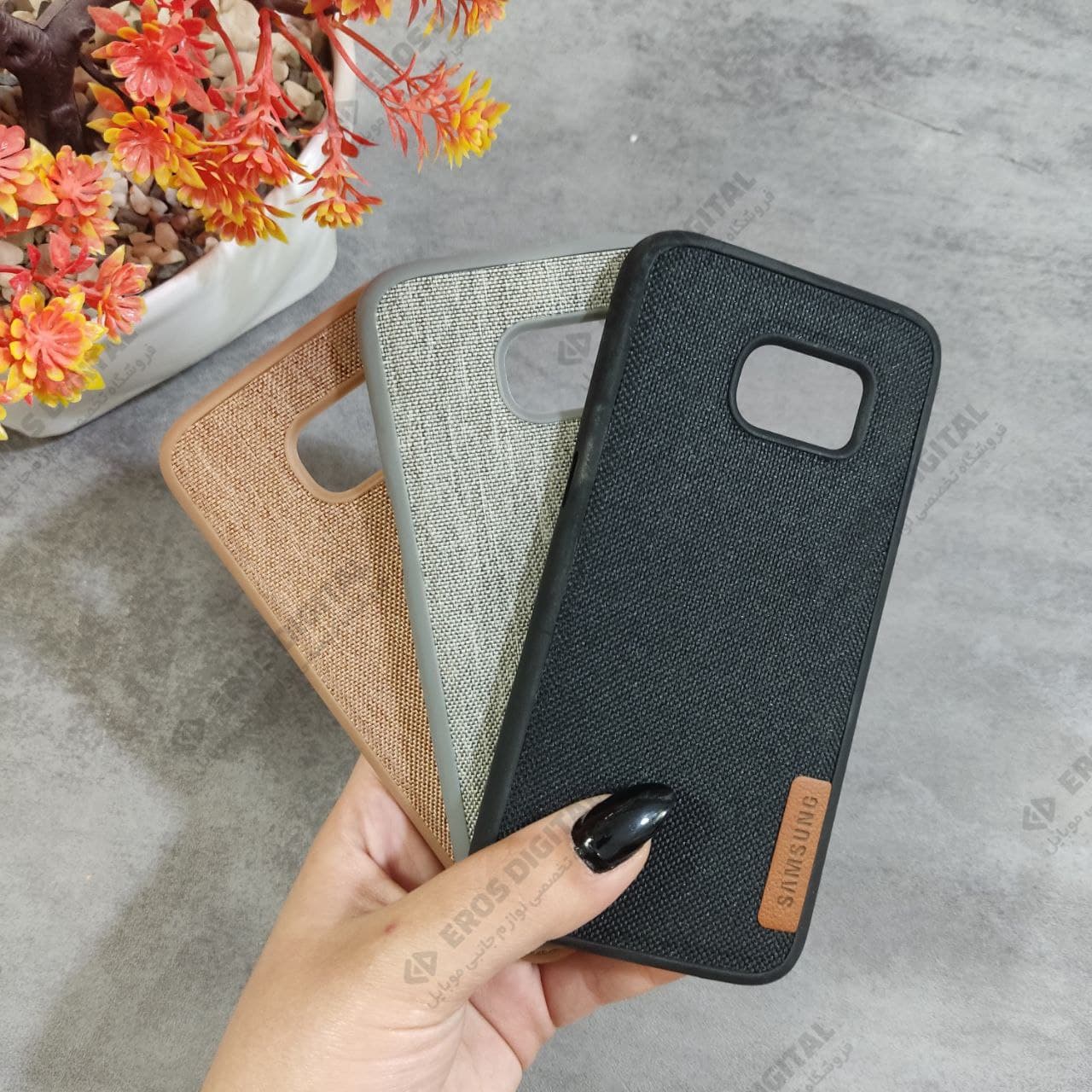 گارد گوشی Samsung Galaxy S7 ژله ای پشت پارچه ای لوگو چرم