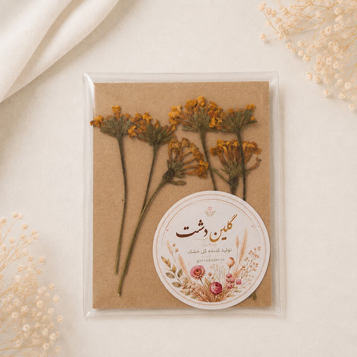 غنچه شاه‌پسند پرسی خشک طبیعی – طیف نارنجی (۶ شاخه)
